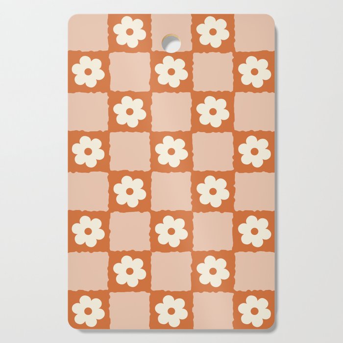 Flower Checker in Burnt Orange  Cutting Board Gallery Image 1