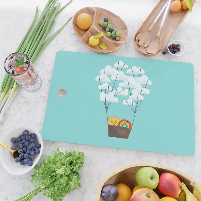Hot cloud balloon - sun and rainbow Cutting Board Gallery Image 2