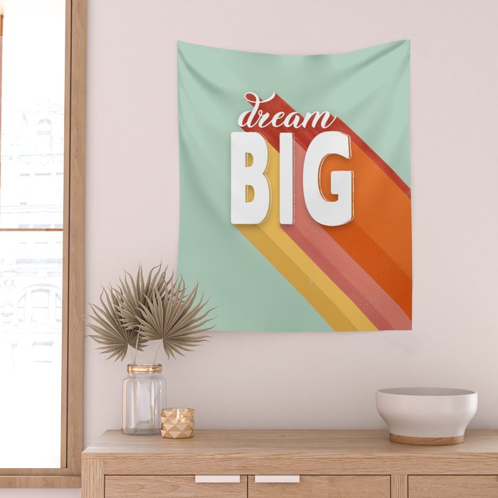 DREAM BIG - positive typography Wall Tapestry Gallery Image 2