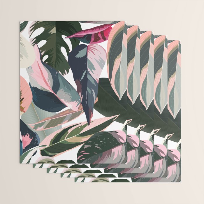 Colorful Tropical Palm Leaves on White Wrapping Paper Gallery Image 3