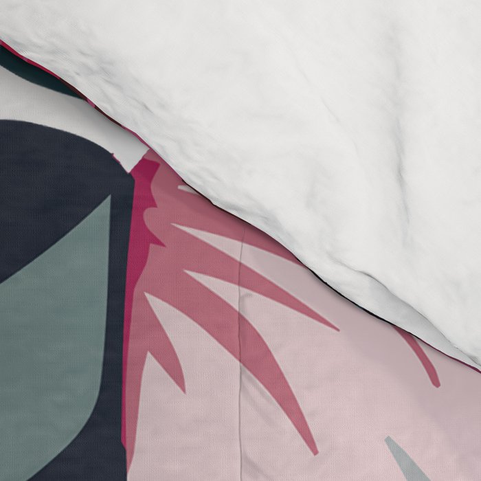 Colorful Tropical Palm Leaves on White Comforter Gallery Image 4