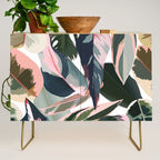 Colorful Tropical Palm Leaves on White Credenza Gallery Image 1