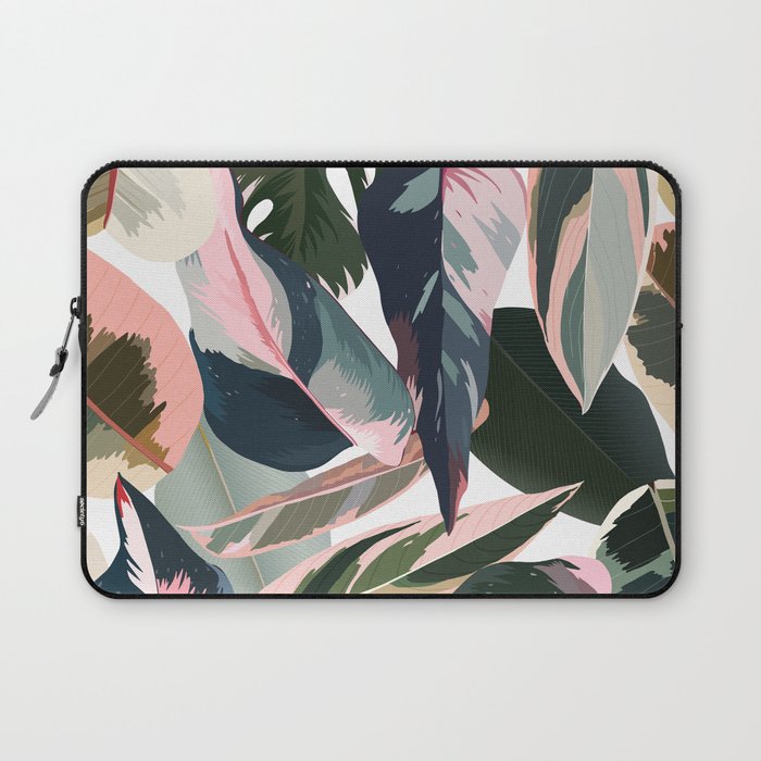 Colorful Tropical Palm Leaves on White Laptop Sleeve Gallery Image 1