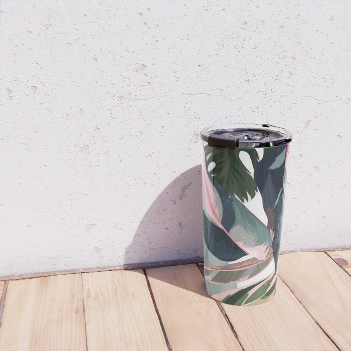 Colorful Tropical Palm Leaves on White Travel Mug Gallery Image 4