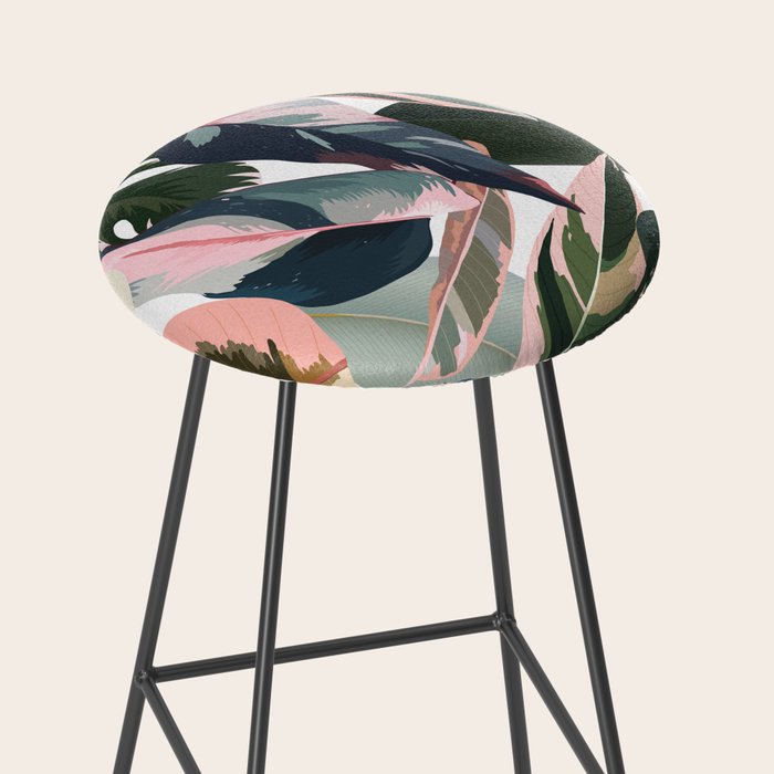 Colorful Tropical Palm Leaves on White Stool Gallery Image 2