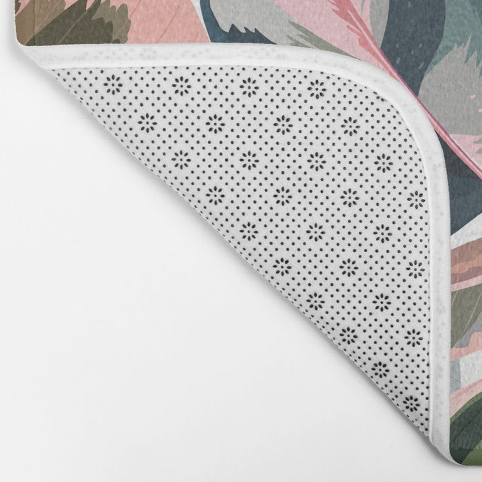Colorful Tropical Palm Leaves on White Bath Mat Gallery Image 2