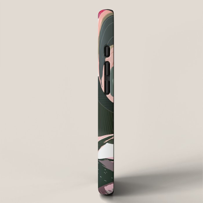 Colorful Tropical Palm Leaves on White iPhone Case Gallery Image 2