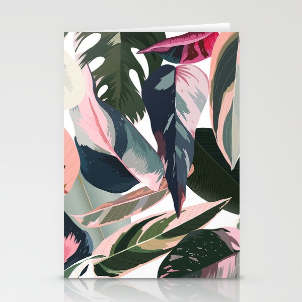 Colorful Tropical Palm Leaves on White Stationery Card Gallery Image 1