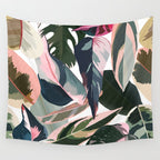 Colorful Tropical Palm Leaves on White Wall Tapestry Gallery Image 4