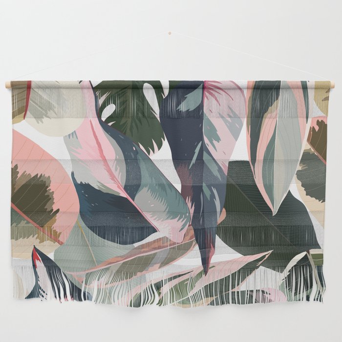 Colorful Tropical Palm Leaves on White Wall Hanging Gallery Image 1