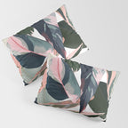 Colorful Tropical Palm Leaves on White Pillow Sham Gallery Image 3
