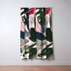 Colorful Tropical Palm Leaves on White Window Curtain Gallery Image 3