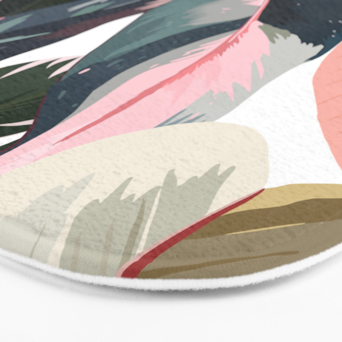 Colorful Tropical Palm Leaves on White Bath Mat Gallery Image 3