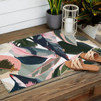 Colorful Tropical Palm Leaves on White Outdoor Rug Gallery Image 2