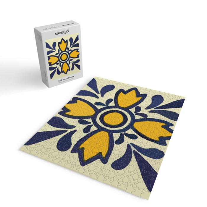 Yellow floral bold rustic talavera tile mexican interior design Jigsaw Puzzle Gallery Image 2