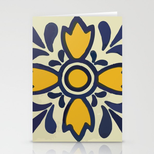 Yellow floral bold rustic talavera tile mexican interior design Stationery Card Gallery Image 1