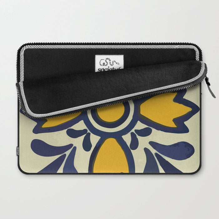 Yellow floral bold rustic talavera tile mexican interior design Laptop Sleeve Gallery Image 2