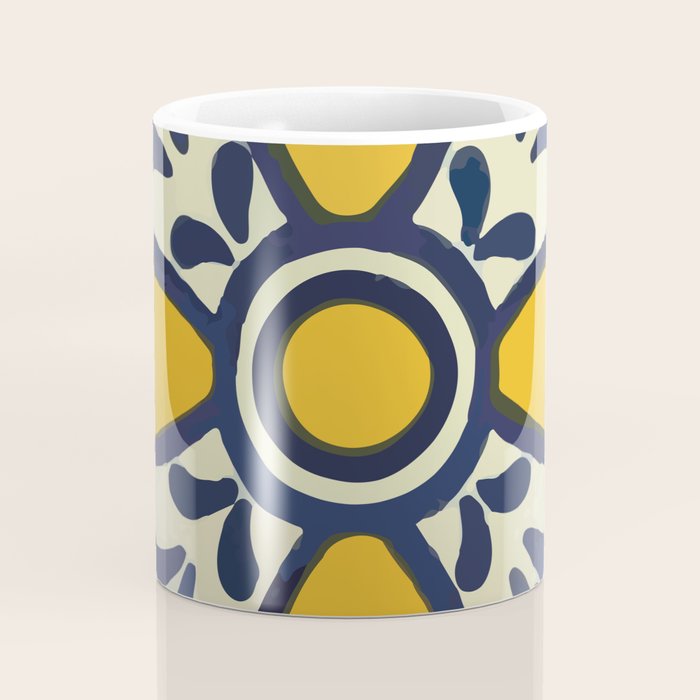 Yellow floral bold rustic talavera tile mexican interior design Coffee Mug Gallery Image 4