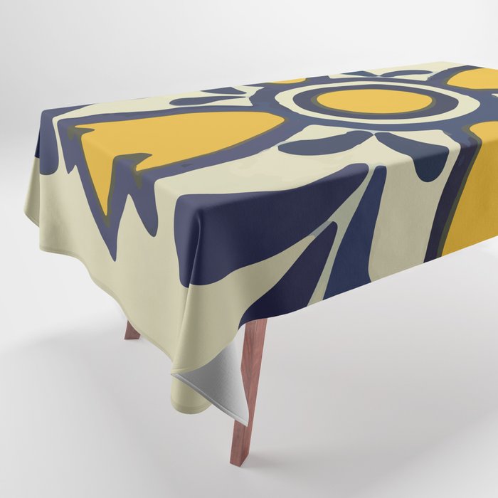 Yellow floral bold rustic talavera tile mexican interior design Tablecloth Gallery Image 1