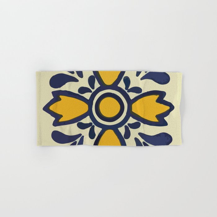 Yellow floral bold rustic talavera tile mexican interior design Bath Towel Gallery Image 1