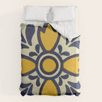 Yellow floral bold rustic talavera tile mexican interior design Duvet Cover Gallery Image 6