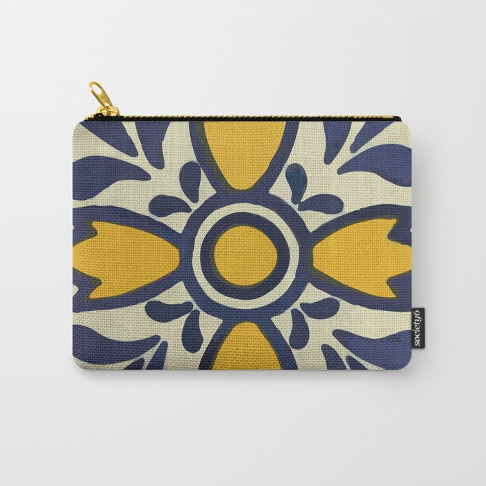 Yellow floral bold rustic talavera tile mexican interior design Carry All Pouch Gallery Image 1
