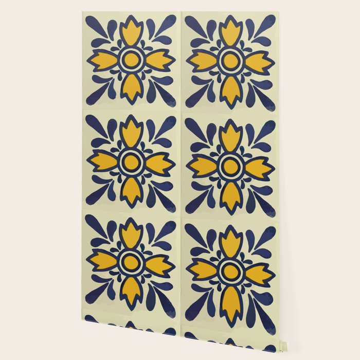 Yellow floral bold rustic talavera tile mexican interior design Wallpaper Gallery Image 2