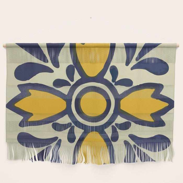 Yellow floral bold rustic talavera tile mexican interior design Wall Hanging Gallery Image 1
