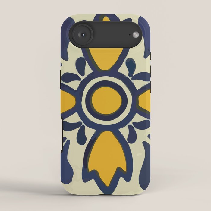 Yellow floral bold rustic talavera tile mexican interior design iPhone Case Gallery Image 2
