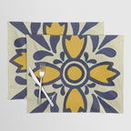 Yellow floral bold rustic talavera tile mexican interior design Placemat Gallery Image 1