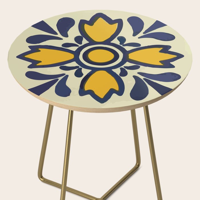 Yellow floral bold rustic talavera tile mexican interior design Side Table Gallery Image 2