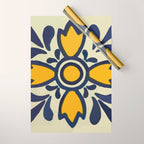 Yellow floral bold rustic talavera tile mexican interior design Wrapping Paper Gallery Image 1