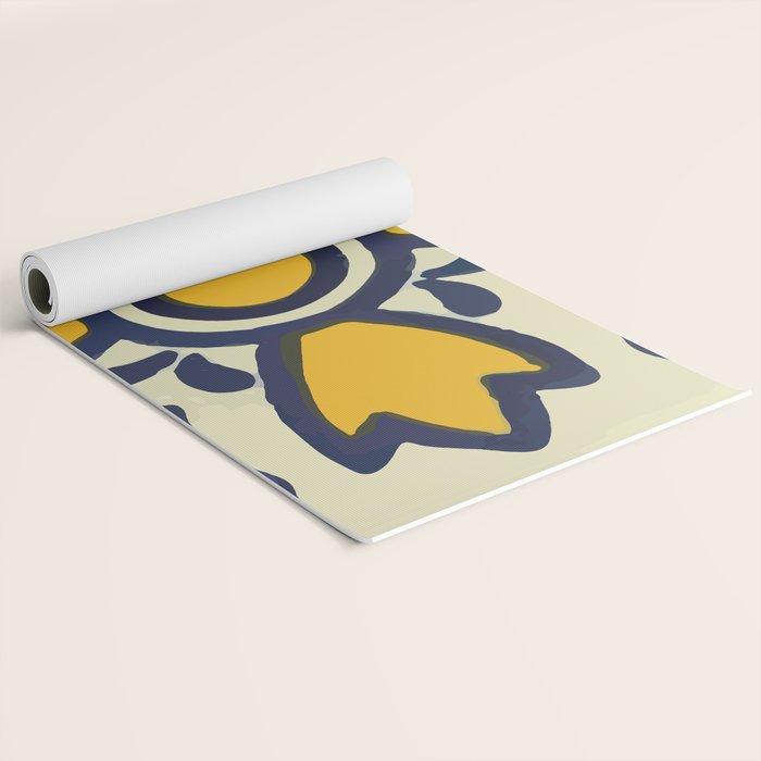Yellow floral bold rustic talavera tile mexican interior design Yoga Mat Gallery Image 2