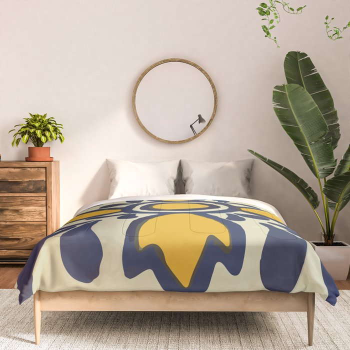 Yellow floral bold rustic talavera tile mexican interior design Comforter Gallery Image 3