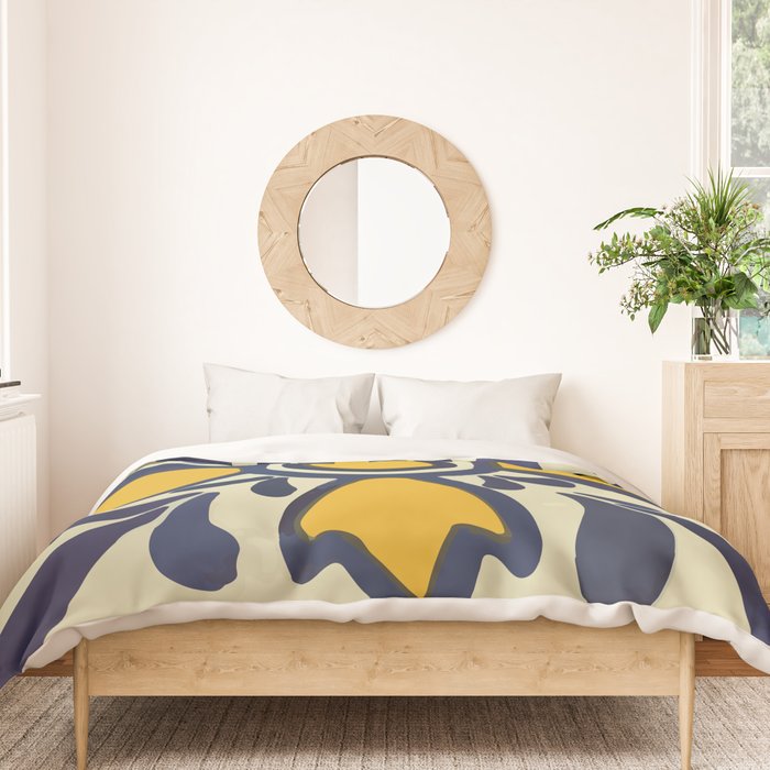 Yellow floral bold rustic talavera tile mexican interior design Duvet Cover Gallery Image 3