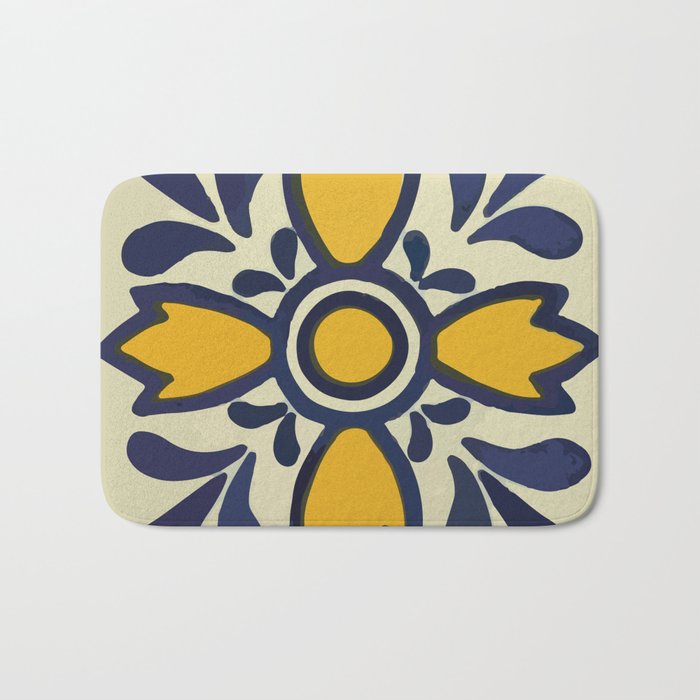 Yellow floral bold rustic talavera tile mexican interior design Bath Mat Gallery Image 1