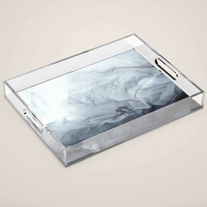 Gray Black Gradient Flowing Abstract Painting Acrylic Tray Gallery Image 1