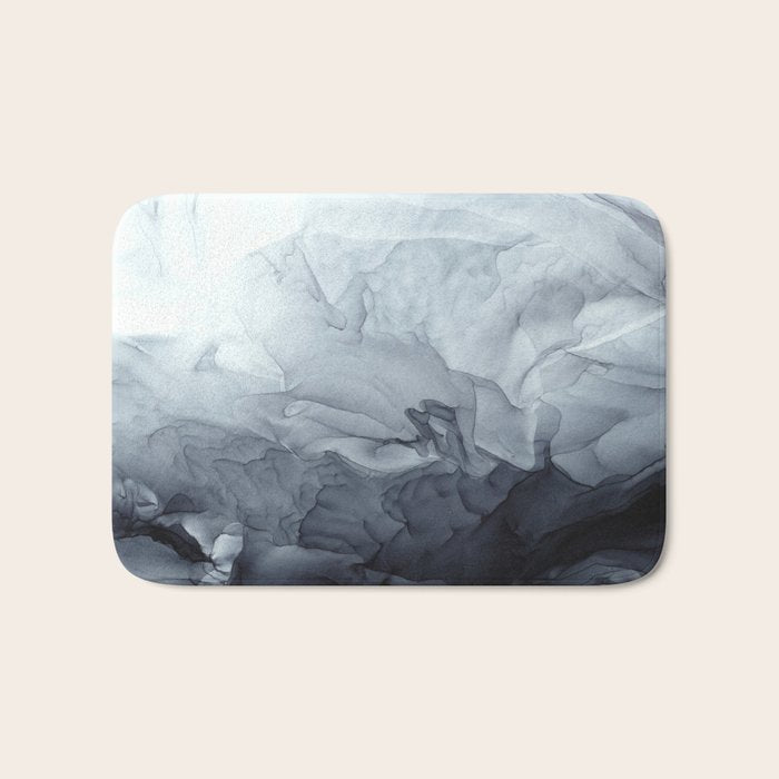 Gray Black Gradient Flowing Abstract Painting Bath Mat Gallery Image 1