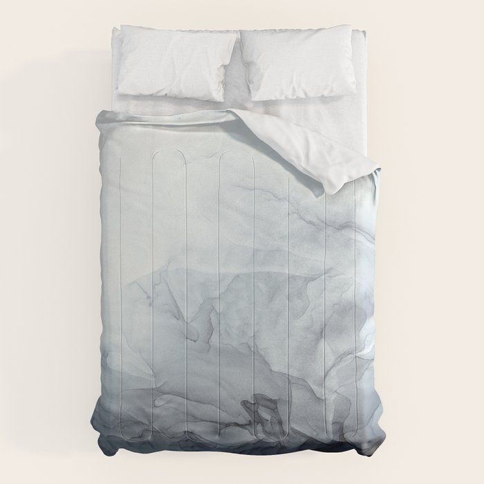 Gray Black Gradient Flowing Abstract Painting Comforter Gallery Image 6