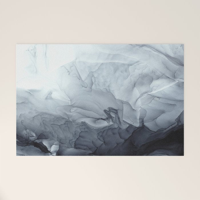 Gray Black Gradient Flowing Abstract Painting Welcome Mat Gallery Image 1