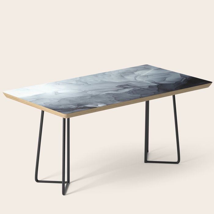 Gray Black Gradient Flowing Abstract Painting Coffee Table Gallery Image 1
