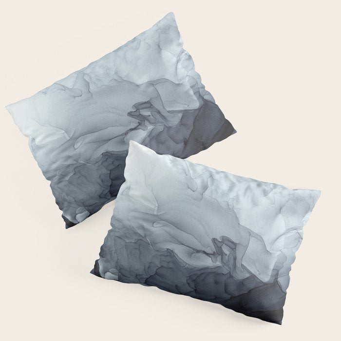 Gray Black Gradient Flowing Abstract Painting Pillow Sham Gallery Image 3