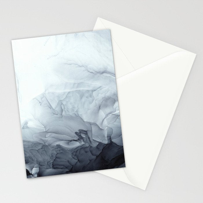 Gray Black Gradient Flowing Abstract Painting Stationery Card Gallery Image 2