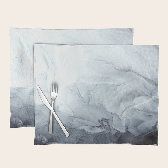 Gray Black Gradient Flowing Abstract Painting Placemat Gallery Image 1