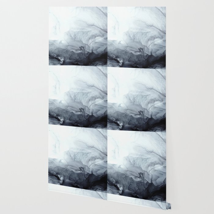 Gray Black Gradient Flowing Abstract Painting Wallpaper Gallery Image 2