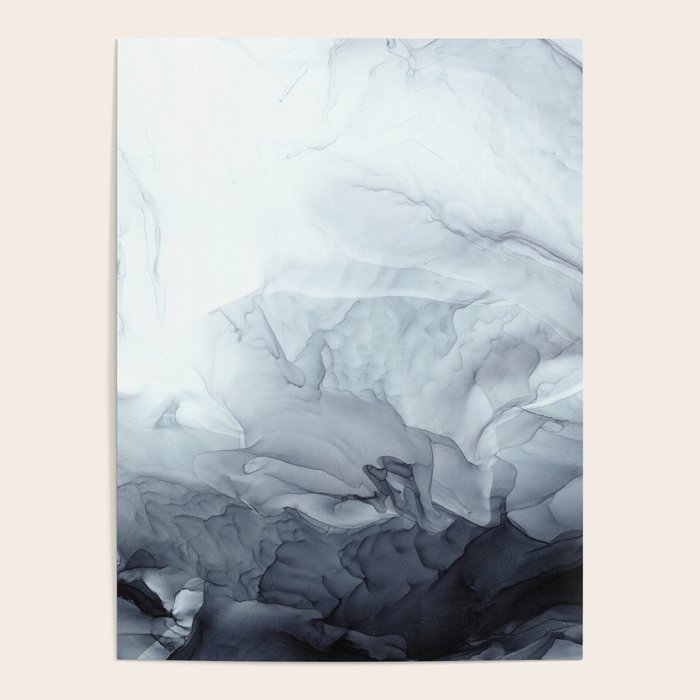 Gray Black Gradient Flowing Abstract Painting Poster Gallery Image 1