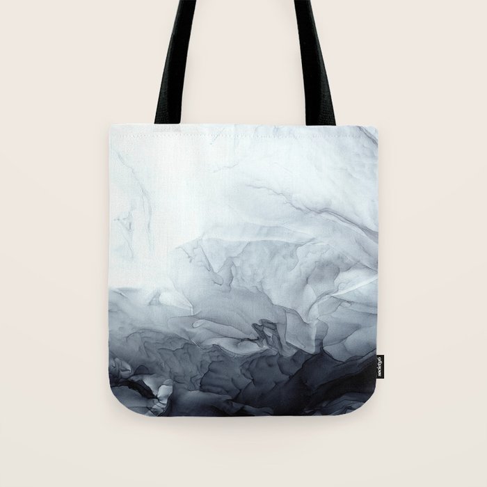 Gray Black Gradient Flowing Abstract Painting Tote Bag Gallery Image 1