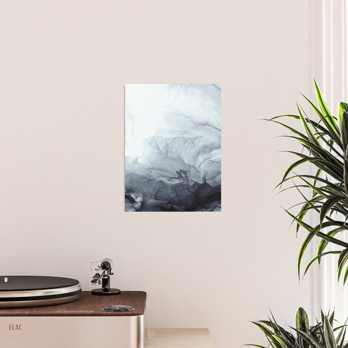 Gray Black Gradient Flowing Abstract Painting Poster Gallery Image 2