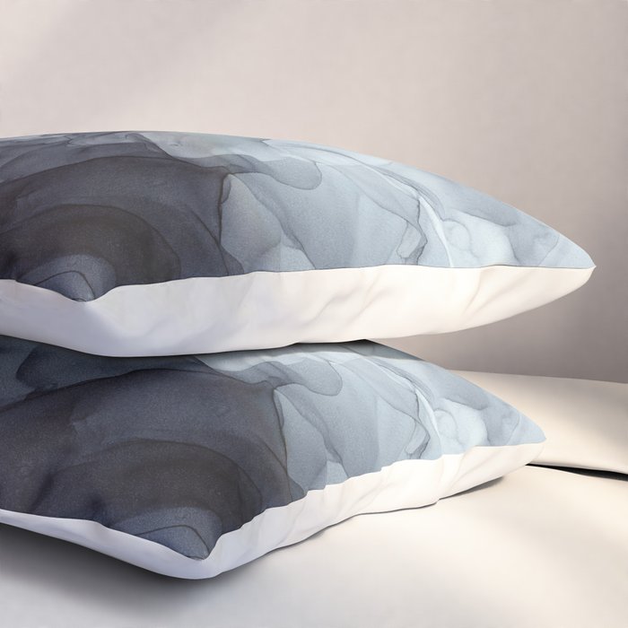Gray Black Gradient Flowing Abstract Painting Pillow Sham Gallery Image 3