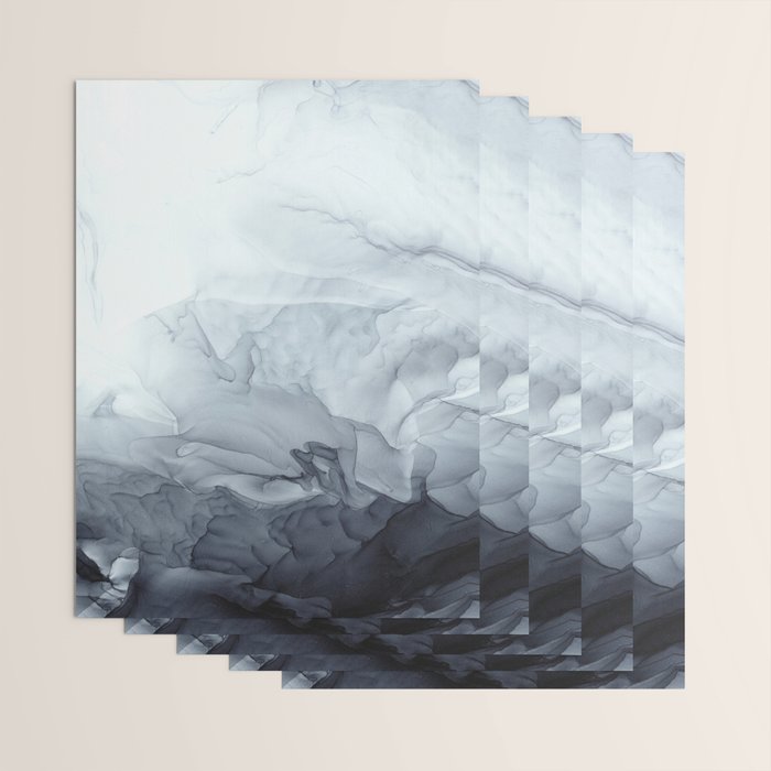 Gray Black Gradient Flowing Abstract Painting Wrapping Paper Gallery Image 3
